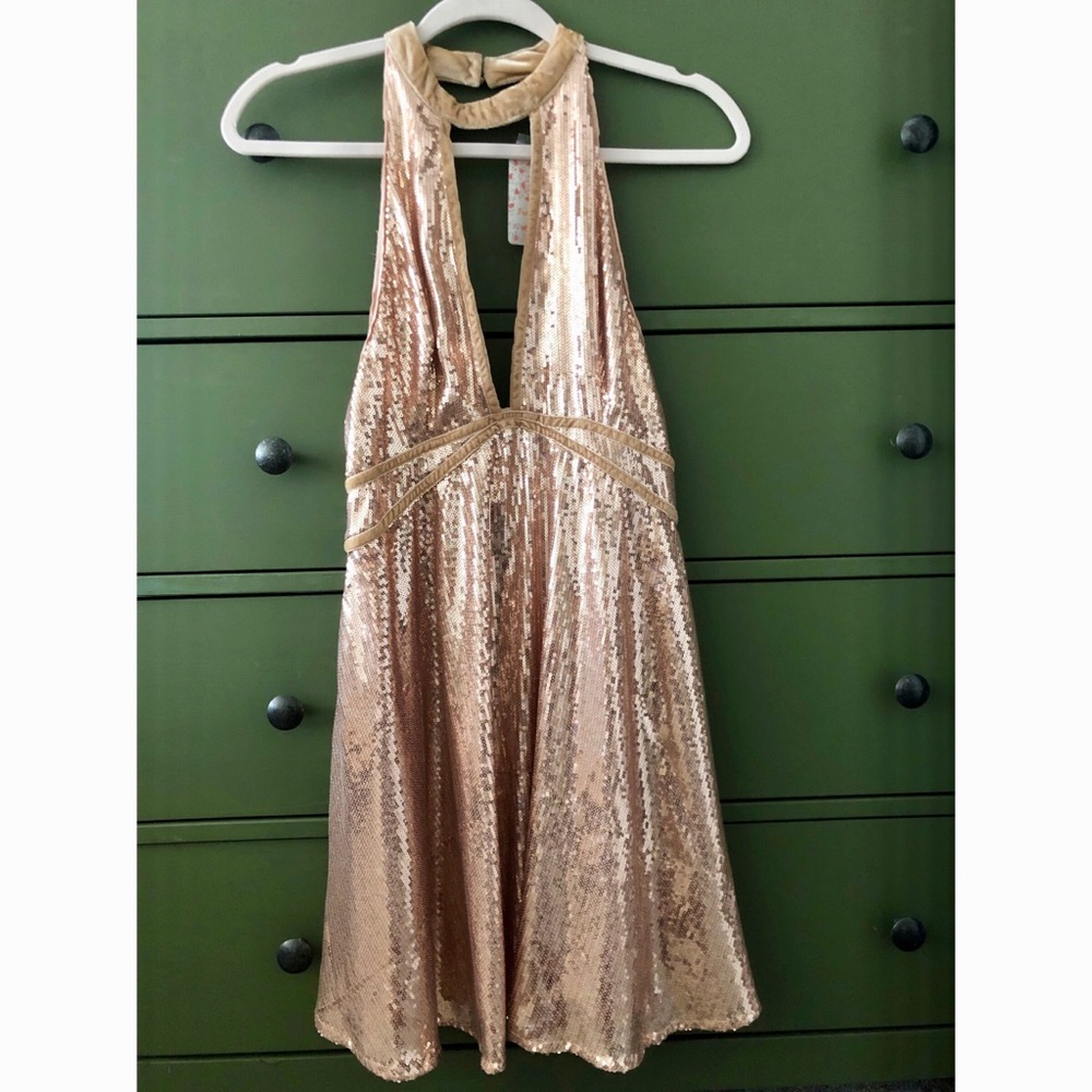 Free People Sequin/Velvet Trim Dress, Size 4